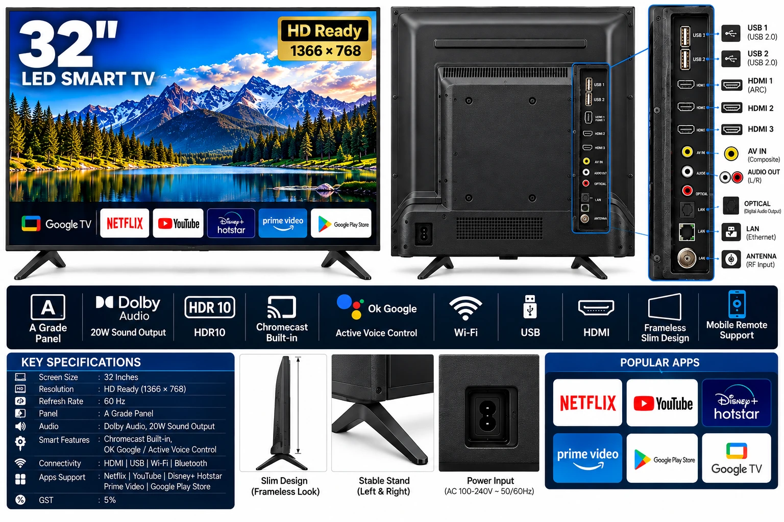32-Inch Smart LED TV